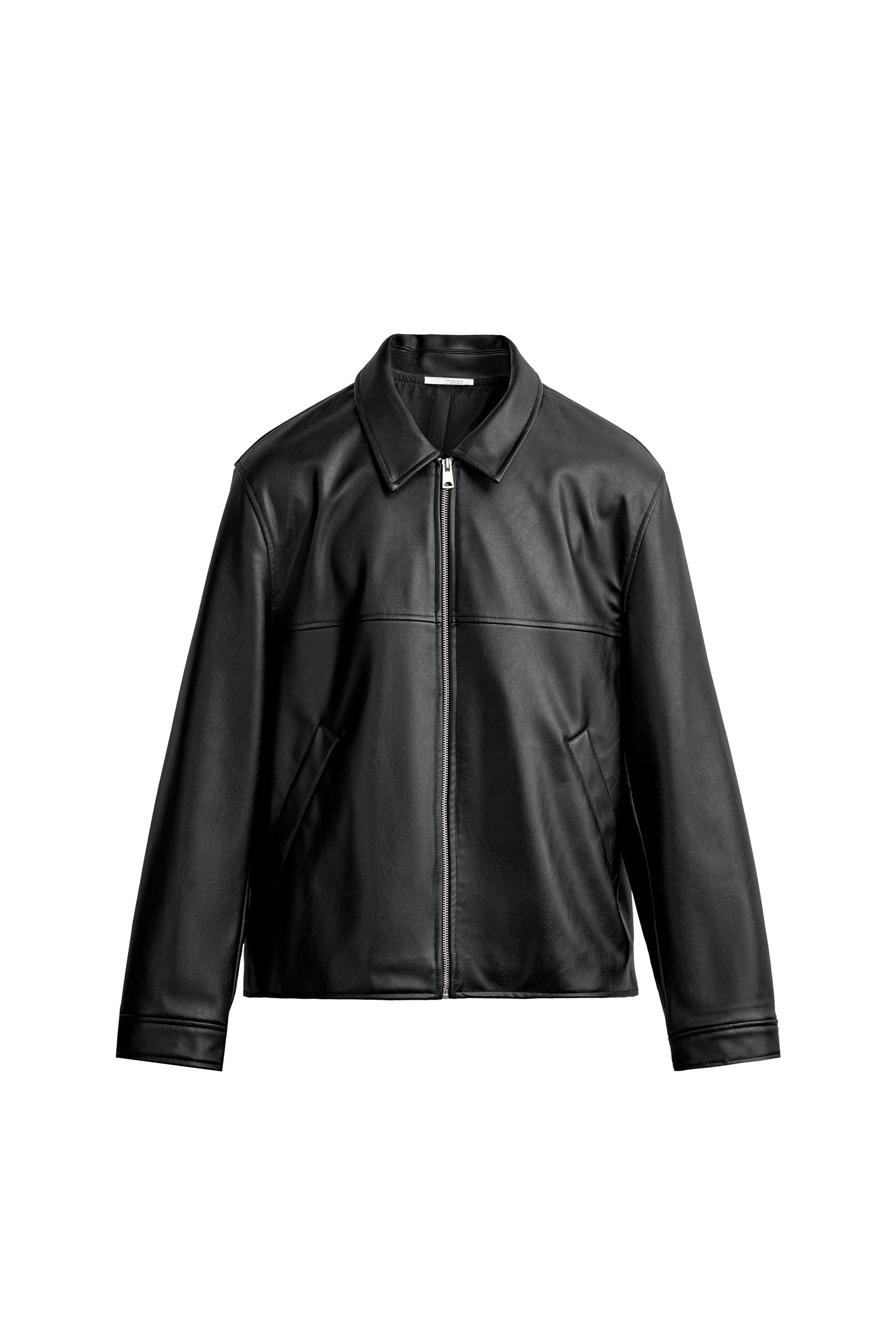 CAZADORA REGULAR FIT EFECTO PIEL