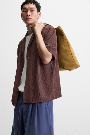 WASHED TEXTURED SHIRT - Dark pink by Zara - Image 6