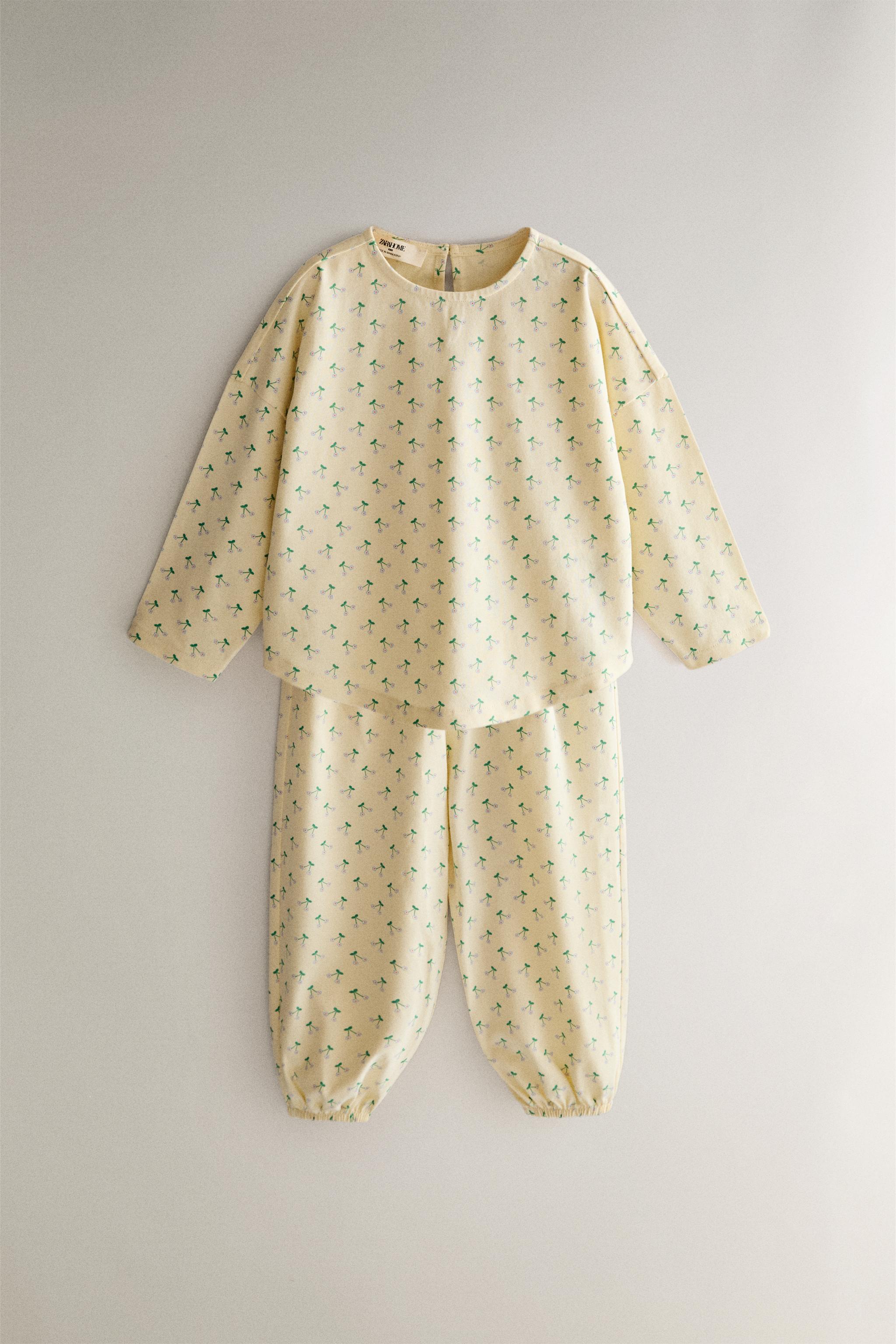 KIDS' FLORAL PYJAMAS — Oyster-white