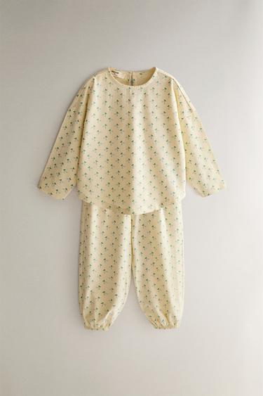 KINDERPYJAMA MIT BLÜMCHEN - Cremefarben von Zara - Bild 0