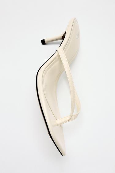 SANDALIA TACÓN PUNTA CUADRADA - Blanco Crudo de Zara
