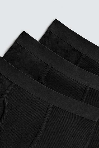 LOT DE 3 BOXERS CÔTELÉS - Noir de Zara - Image 2