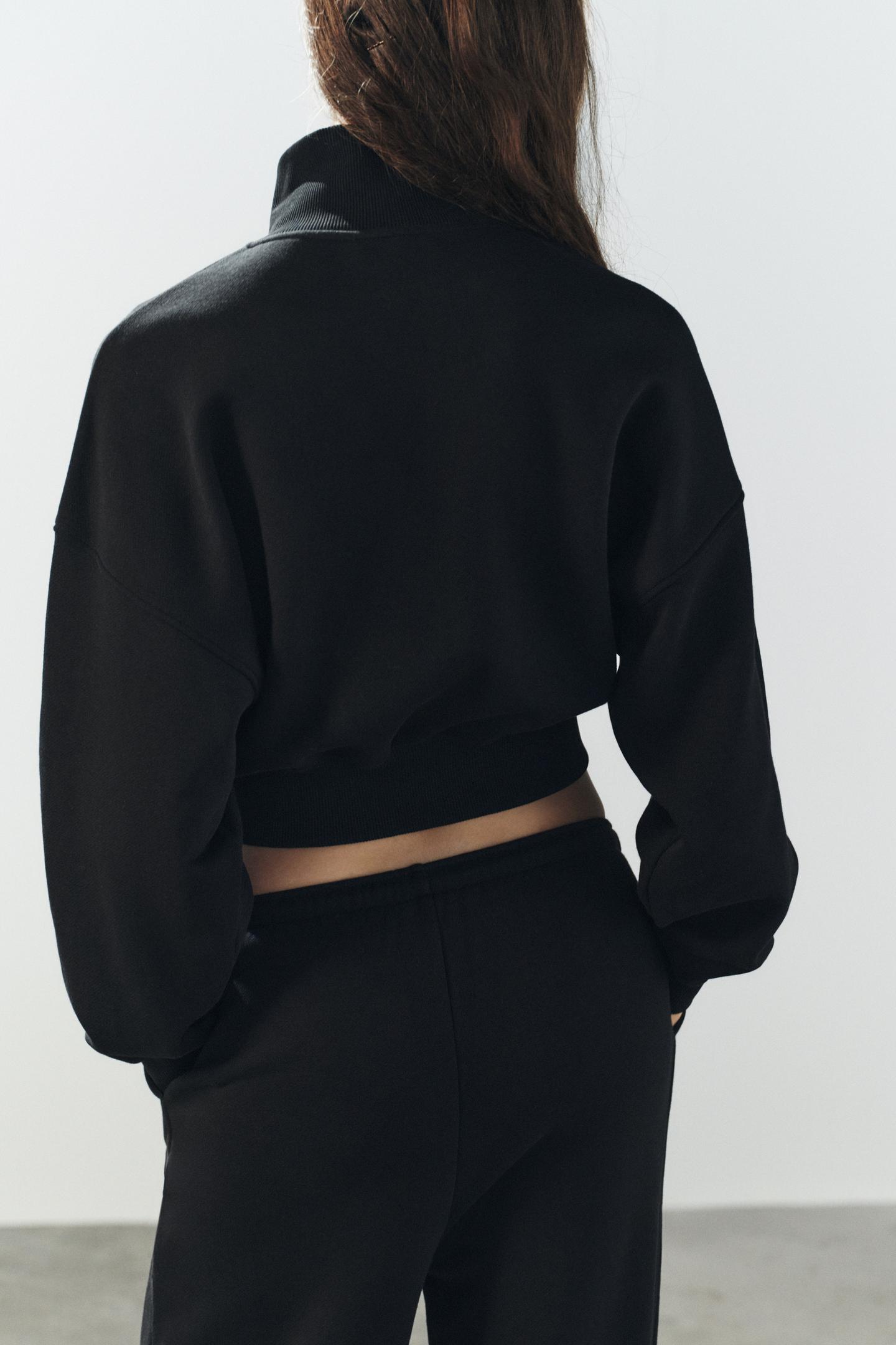 Женская толстовка Zara ZIP, цвет: Чёрный — фото 4