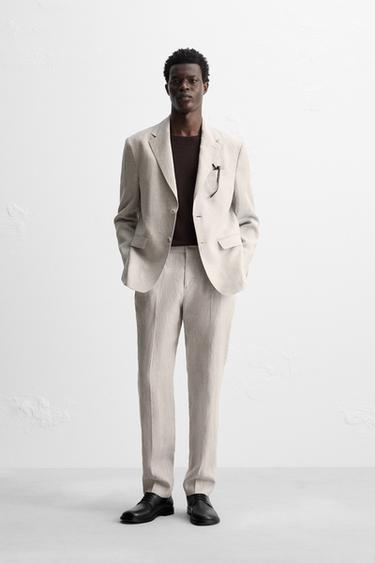 Zara 100% LINEN SUIT BLAZER - Light beige - Image 0
