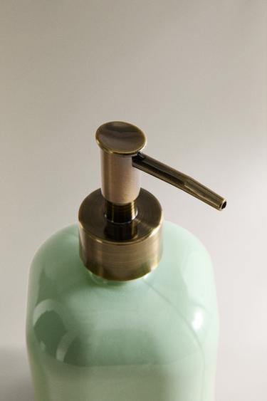 JADE GREEN GLASS SOAP DISPENSER - Sea green by Zara - Image 2