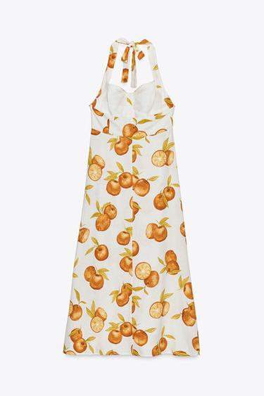 ROBE IMPRIMÉE AVEC LIN - Orange de Zara - Image 5