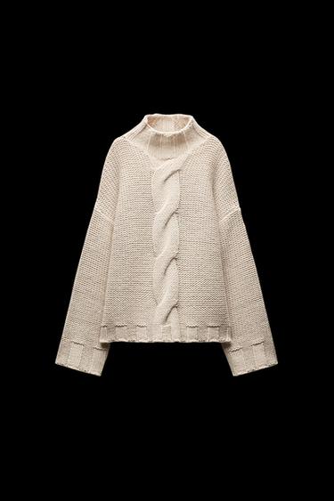 STRICKPULLOVER MIT ZOPFMUSTER - Cremefarben von Zara - Bild 0