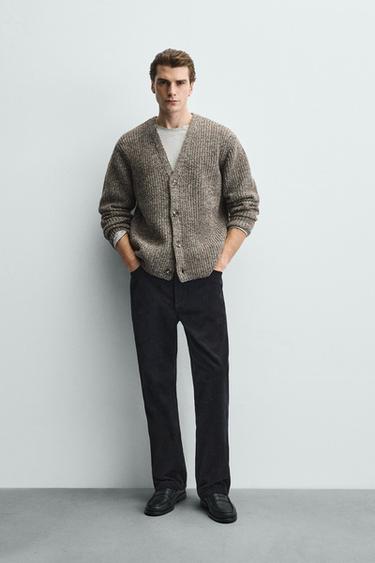 RIBBED TEXTURED CARDIGAN - Tan marl by Zara - Image 0