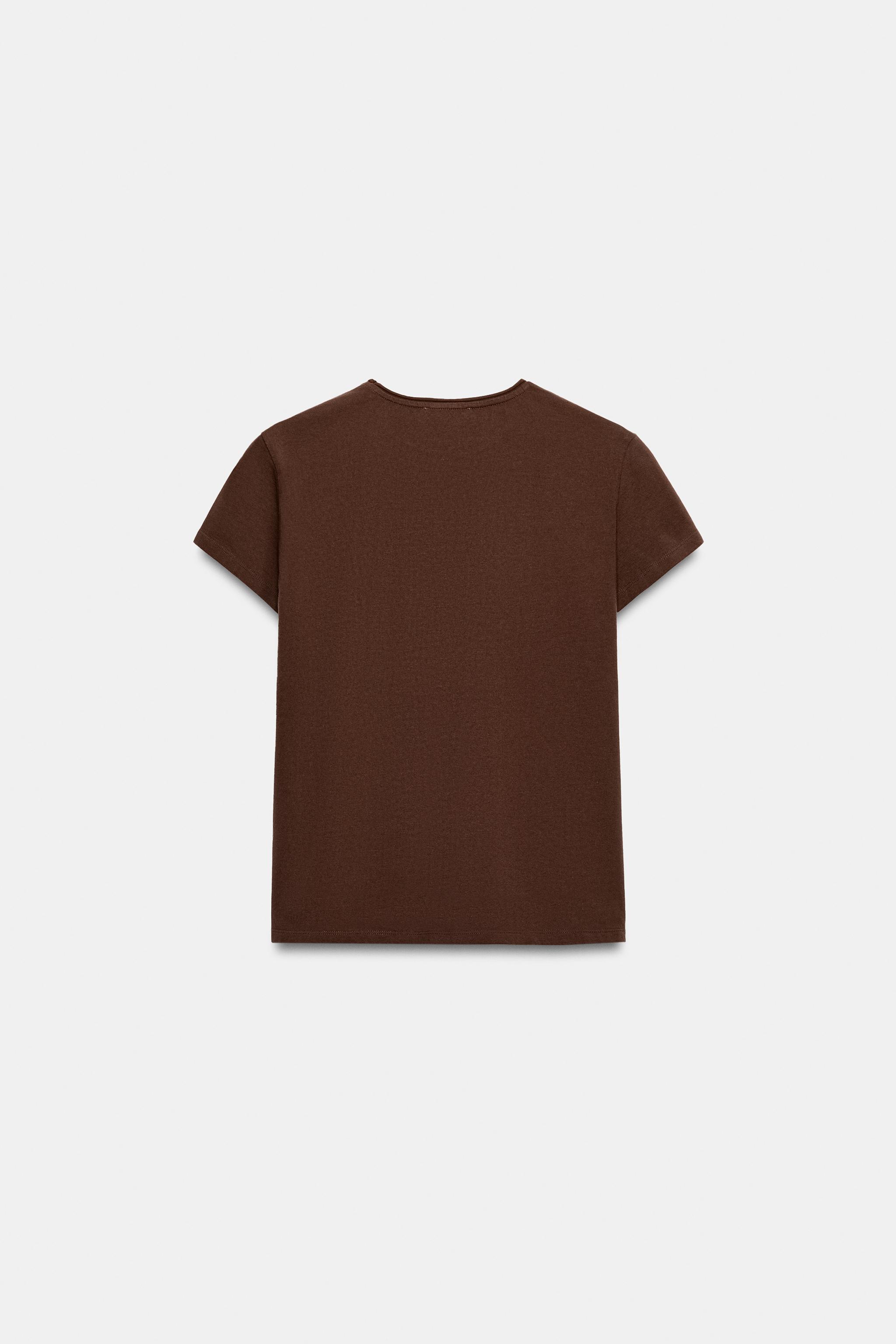 KISA KOLLU SLOGANLI T-SHIRT - Görsel 5