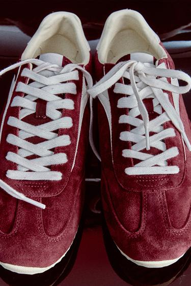 RETRO LEATHER TRAINERS - Red by Zara