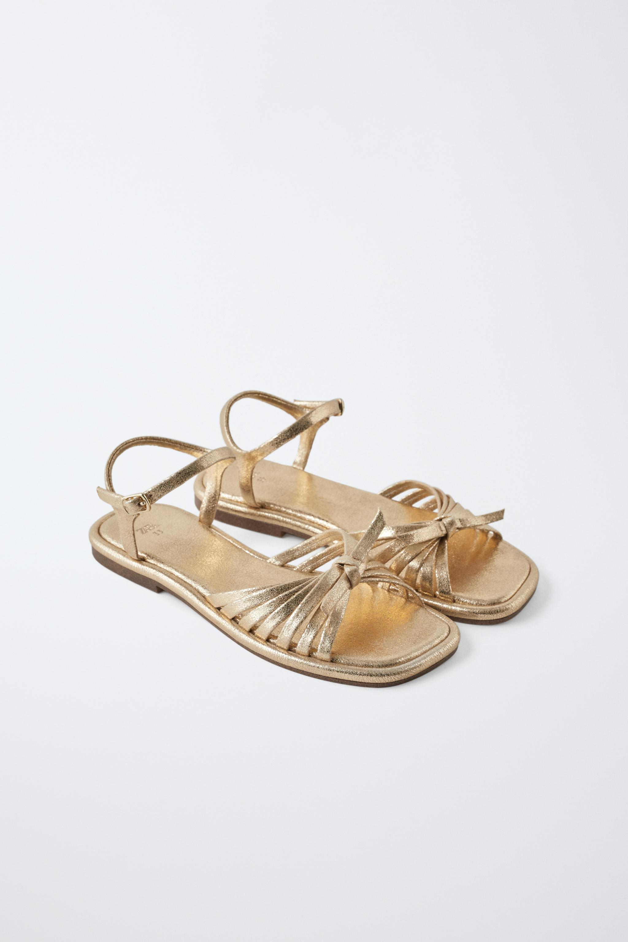 METALLIC STRAP SANDALS - Gold | ZARA United States
