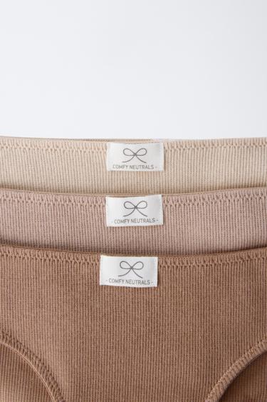 AGES 6-14/ THREE-PACK OF RIBBED BRIEFS WITH LABEL - Beige-pink by Zara - Image 1