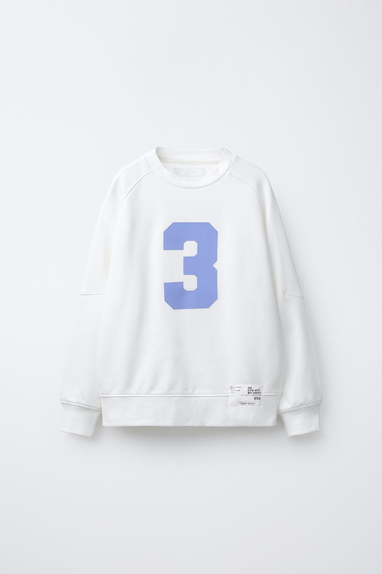 MOLETOM NÚMERO EM RELEVO Cru ZARA Brasil