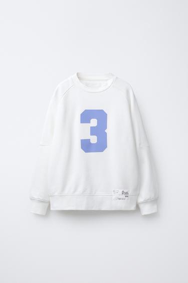 NUMBER SWEATSHIRT WITH RAISED DETAIL - Ecru by Zara