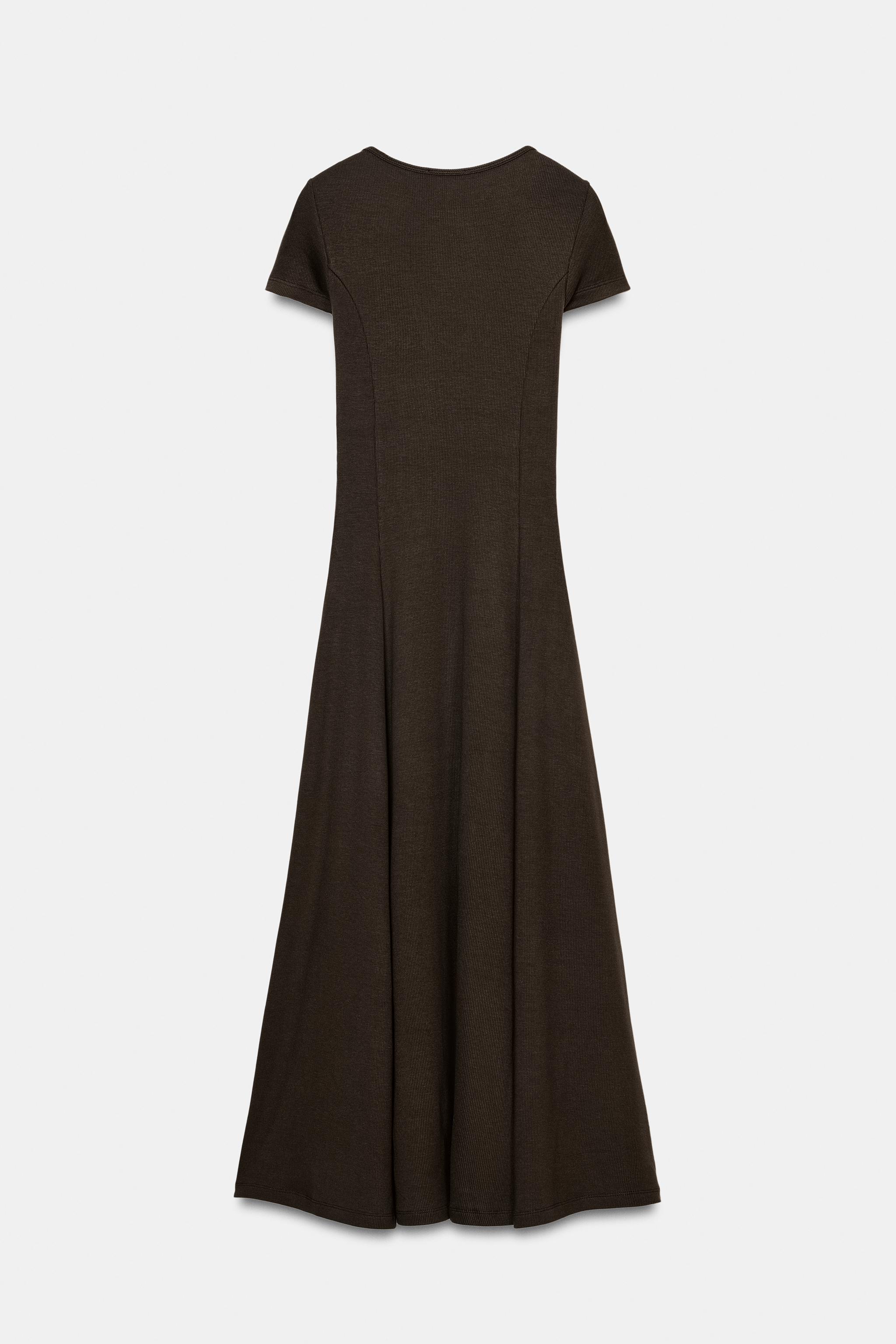 LONG RIBBED DRESS - Brown | ZARA United States