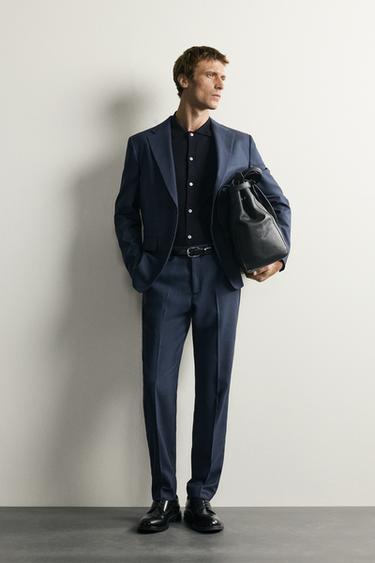 Blazer de traje de cuadros de corte regular