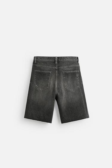 RIPPED DENIM BERMUDA SHORTS - Charcoal by Zara - Image 6