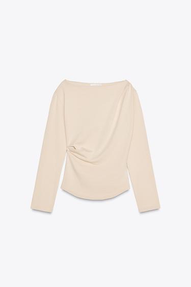 SIDE DRAPED TOP - Bone by Zara