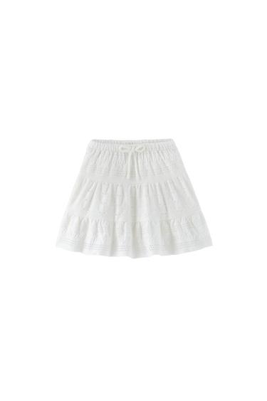 CONTRAST EMBROIDERED SKIRT