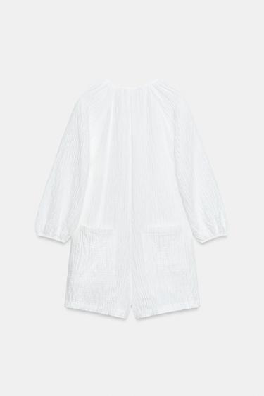 RUSTIC SHORT JUMPSUIT - White by Zara - Image 6