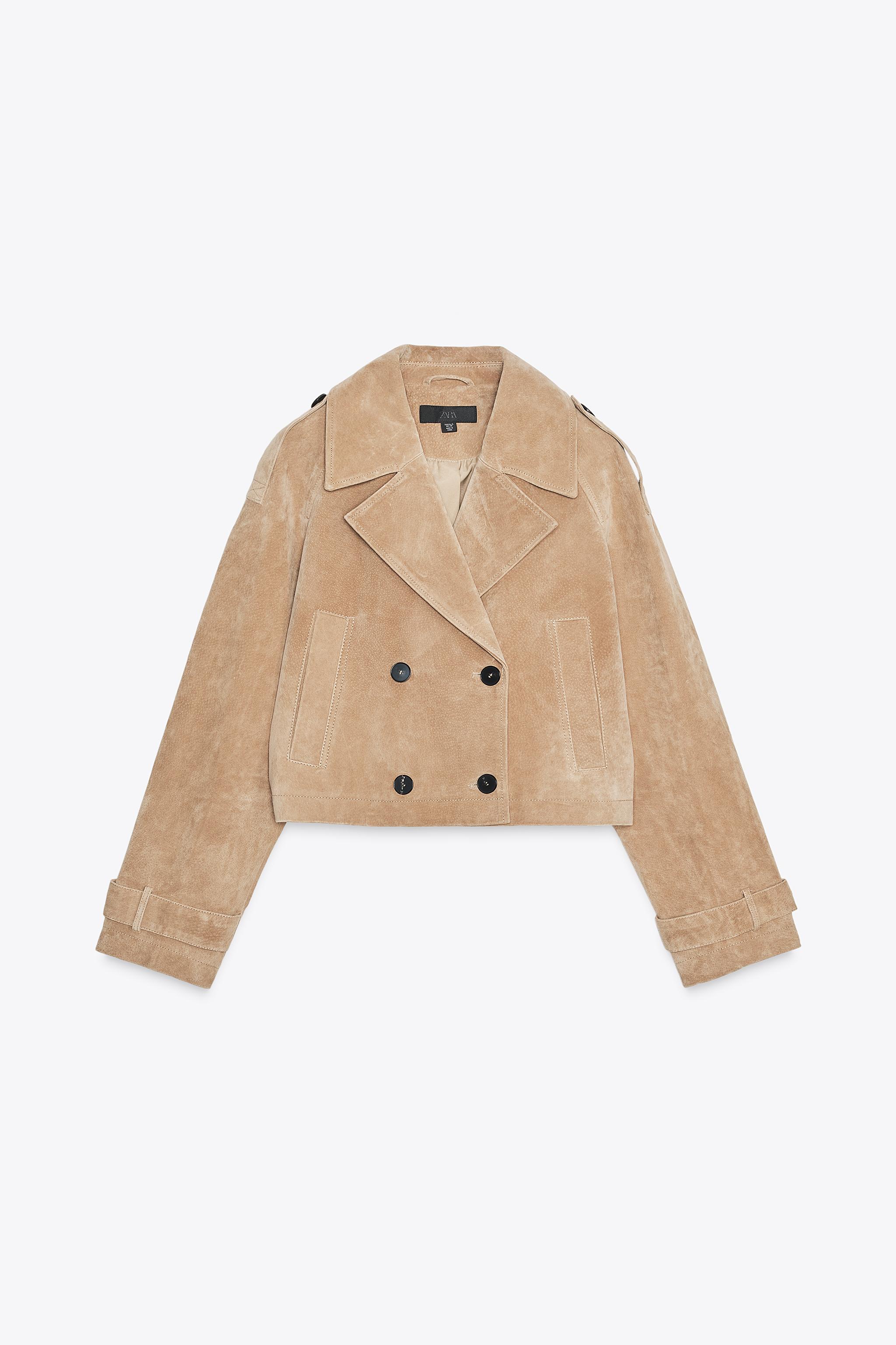 100% LEATHER SHORT TRENCH COAT - taupe brown | ZARA United