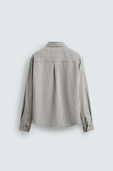 RELAXED FIT STRIPED SHIRT - Grey by Zara - Image 7