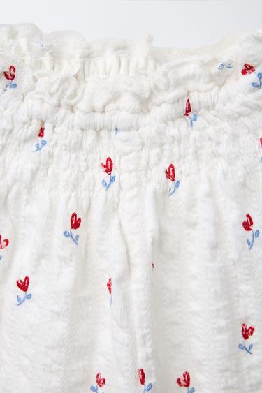 PANTALON À TEXTURE IMPRIMÉ FLEURS - Blanc cassé de Zara - Image 2