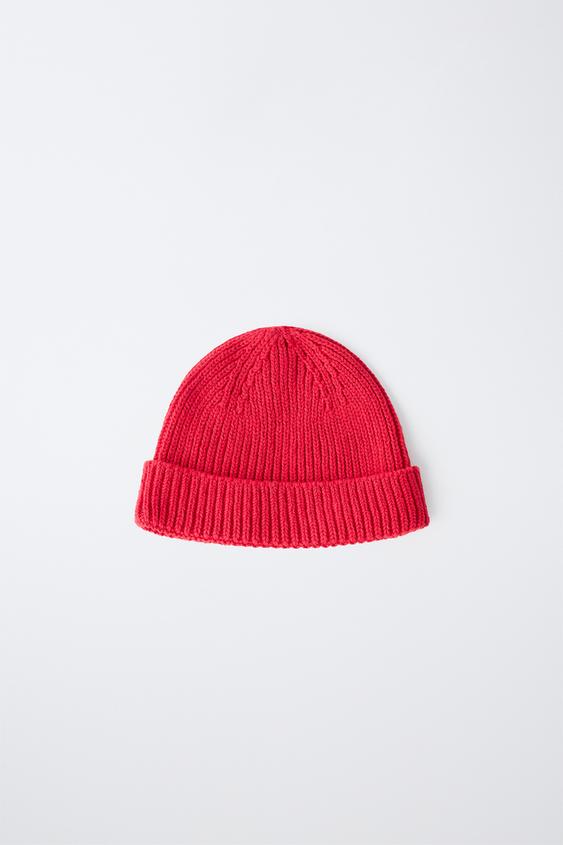 PLAIN KNIT BEANIE - Red by Zara - Image 0
