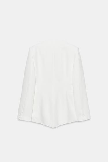 BLAZER SMOKING AVEC LIN ZW COLLECTION - Blanc de Zara - Image 5