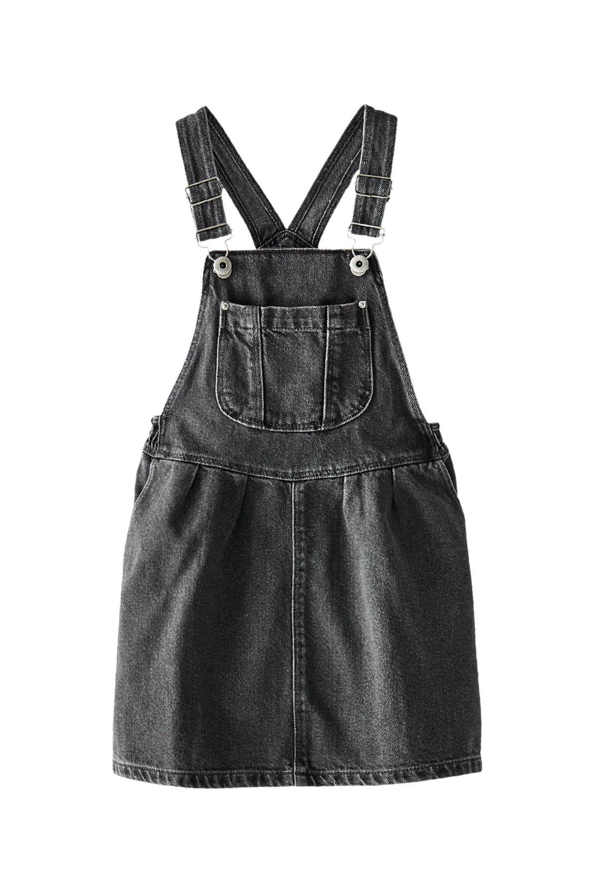 denim overall dress zara ACID BLACK PINAFORE SECOND HAND Dark blue STYLE:A05263010 and diagonal front pockets AB-78383 Zara | Dresses |