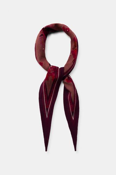 FLORAL PRINT BANDANA - Aubergine by Zara