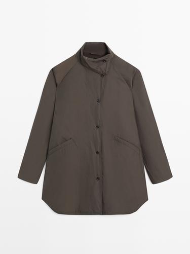 Chaqueta larga acolchada - Marrón oscuro de Zara