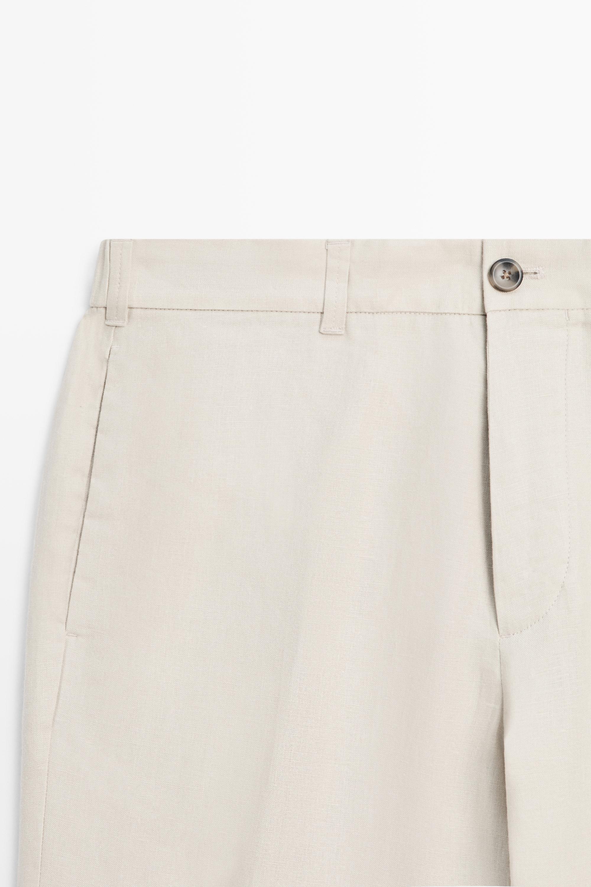 Tapered fit linen trousers