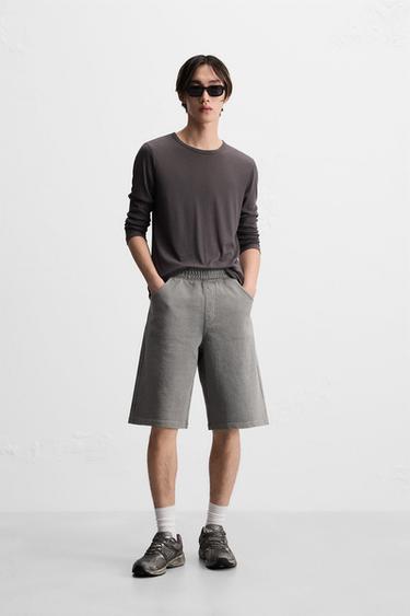 Zara BAGGY FIT JOGGER SHORTS - Light gray - Image 0
