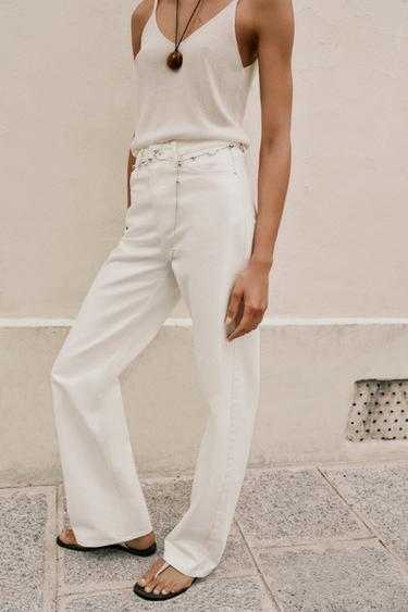 JEAN Z1975 EFFET NACRÉ CEINTURE - Blanc cassé de Zara - Image 3