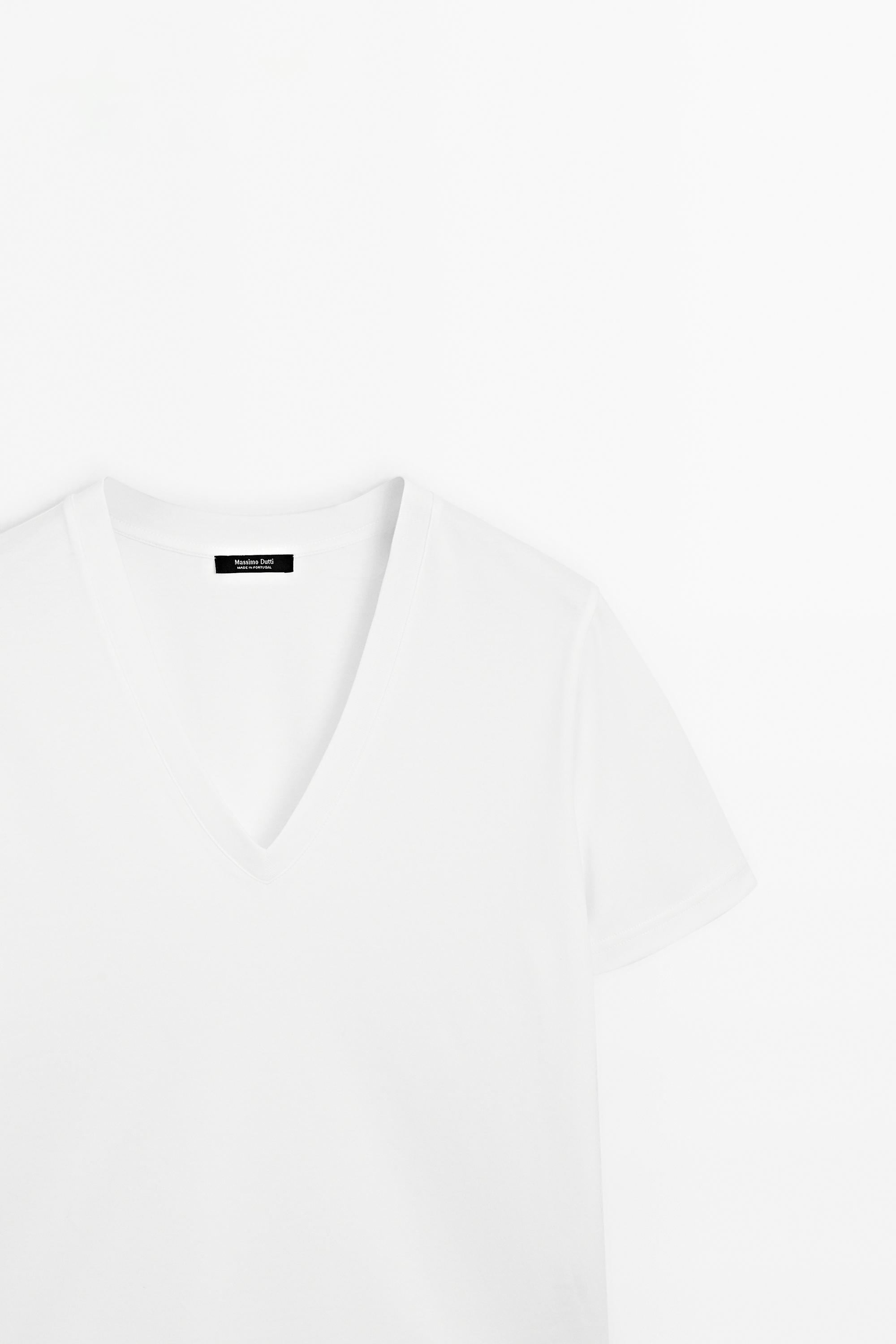 100% cotton interlock V-neck T-shirt