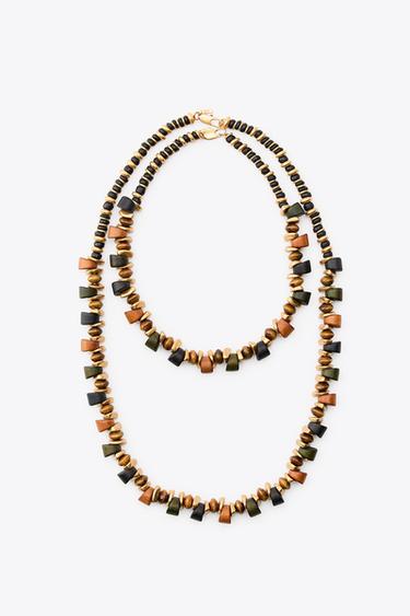 CONJUNTO DE 2 COLARES COM PEÇAS DE MADEIRA - Marrom da Zara