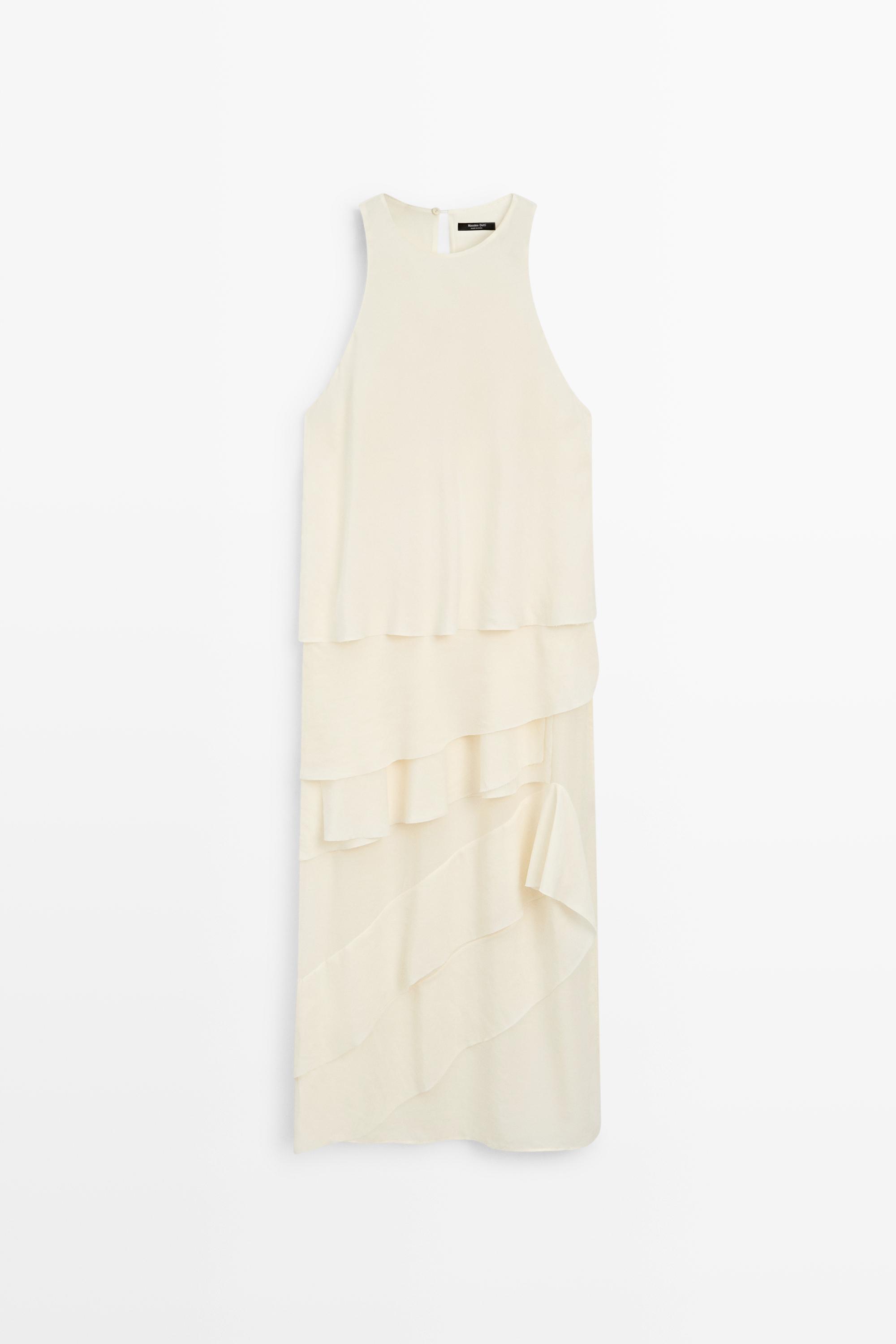 Flowing midi dress with ruffles