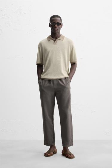 CONTRAST KNIT POLO SHIRT - Beige by Zara - Image 0