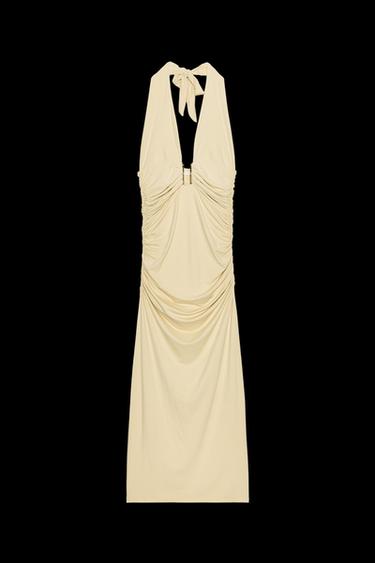 POLYAMIDE HALTER DRESS - Yellow by Zara - Image 0