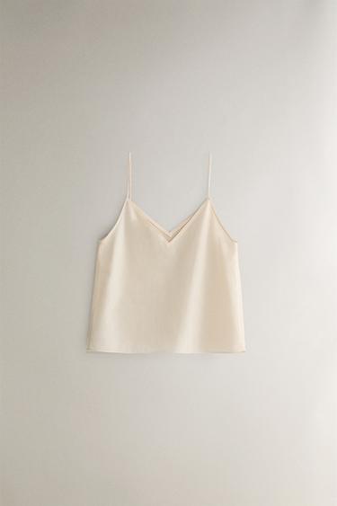 TOP SOIE COTON - Écru de Zara - Image 3