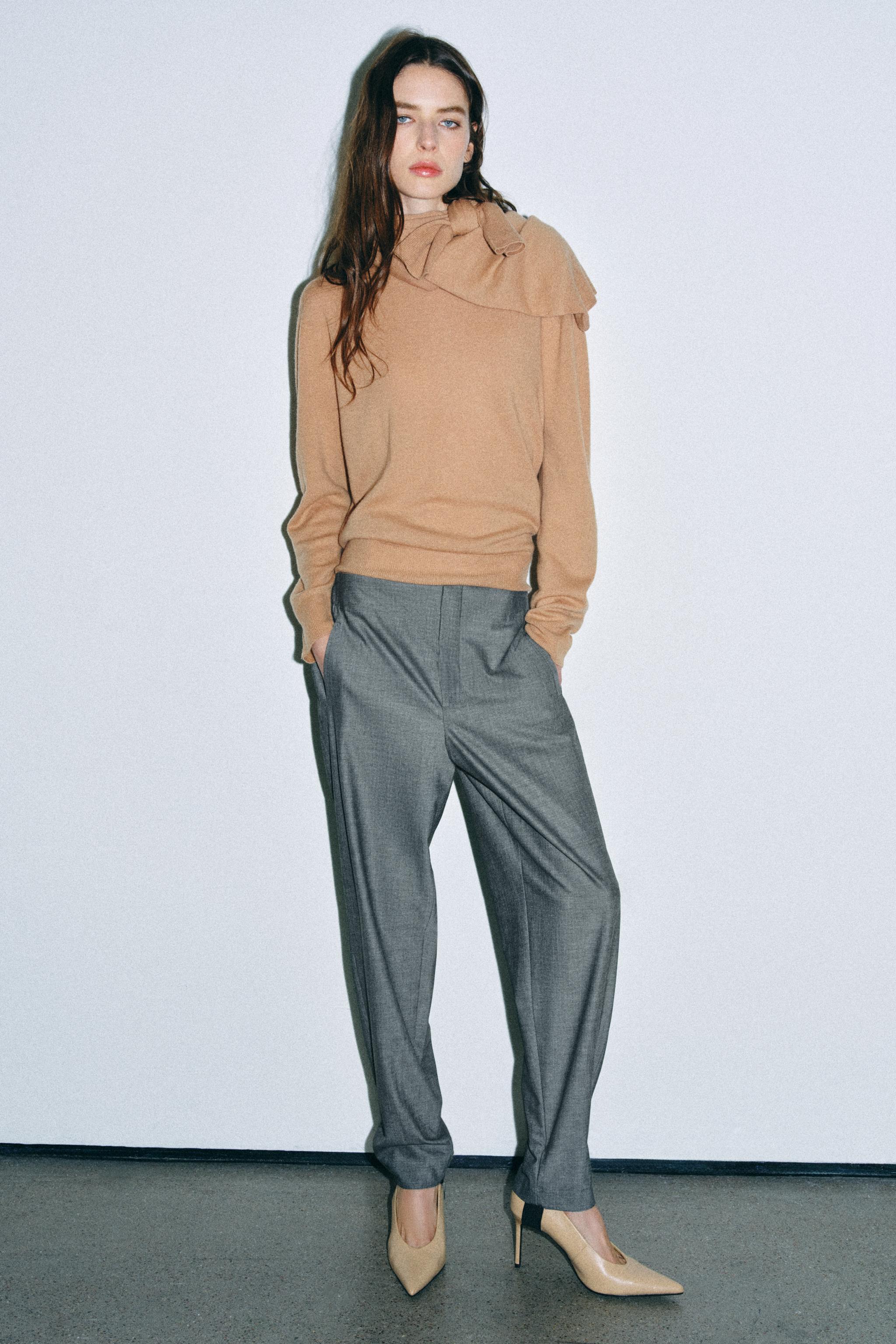 Zara YÜN KARIŞIMLI FUSEAU PAÇA ZW COLLECTION PANTOLON görsel 7