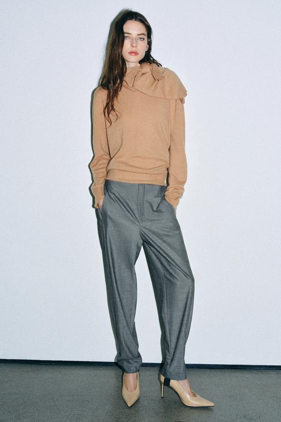 PANTALON AVEC LAINE FUSEAU ZW COLLECTION - Gris chiné de Zara - Image 6