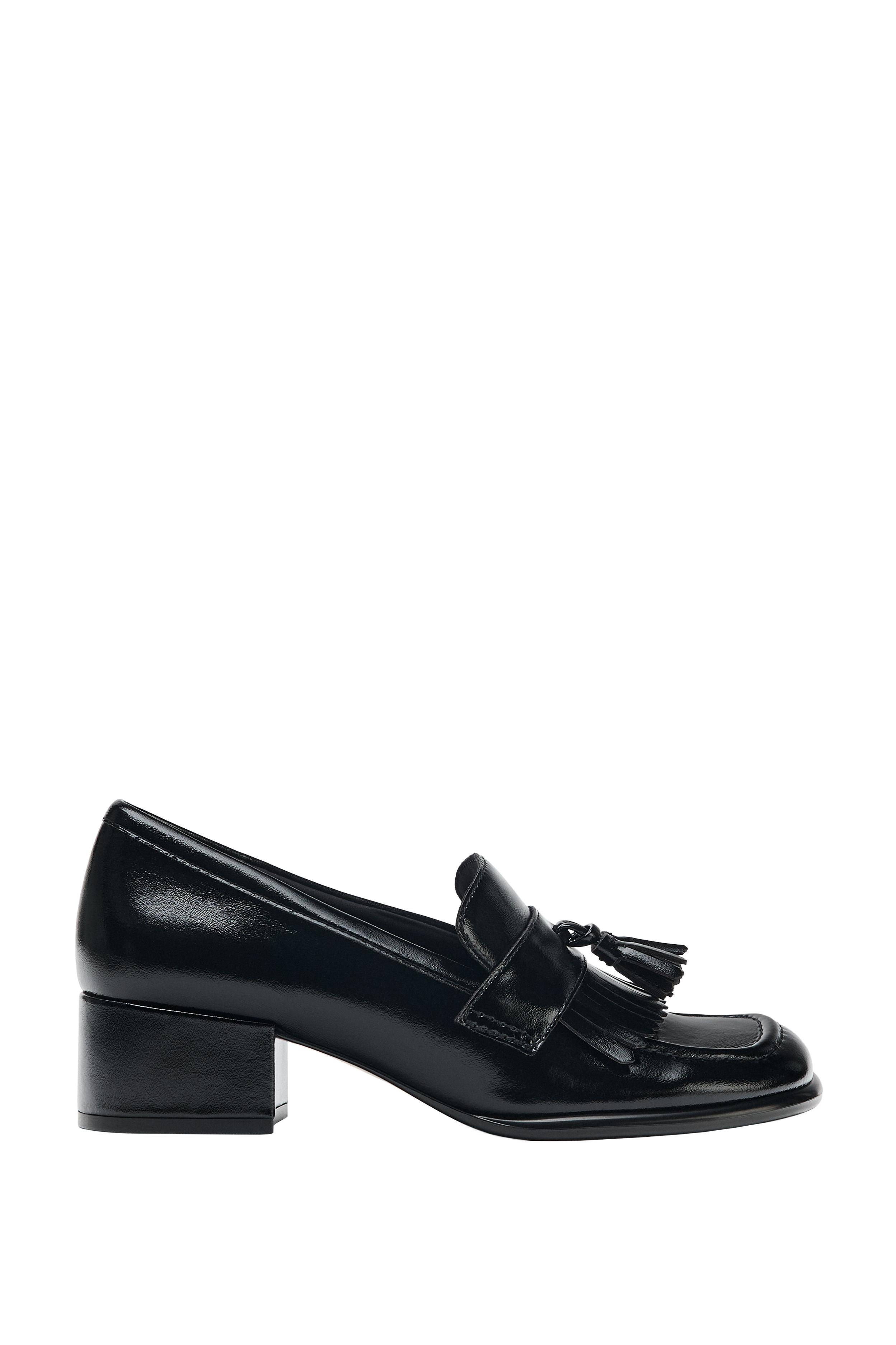 新品:ZARA フリンジ付きヒールローファー　37、24cm フリンジ付きブロックヒールローファー - ブラック | ZARA Japan / 日本