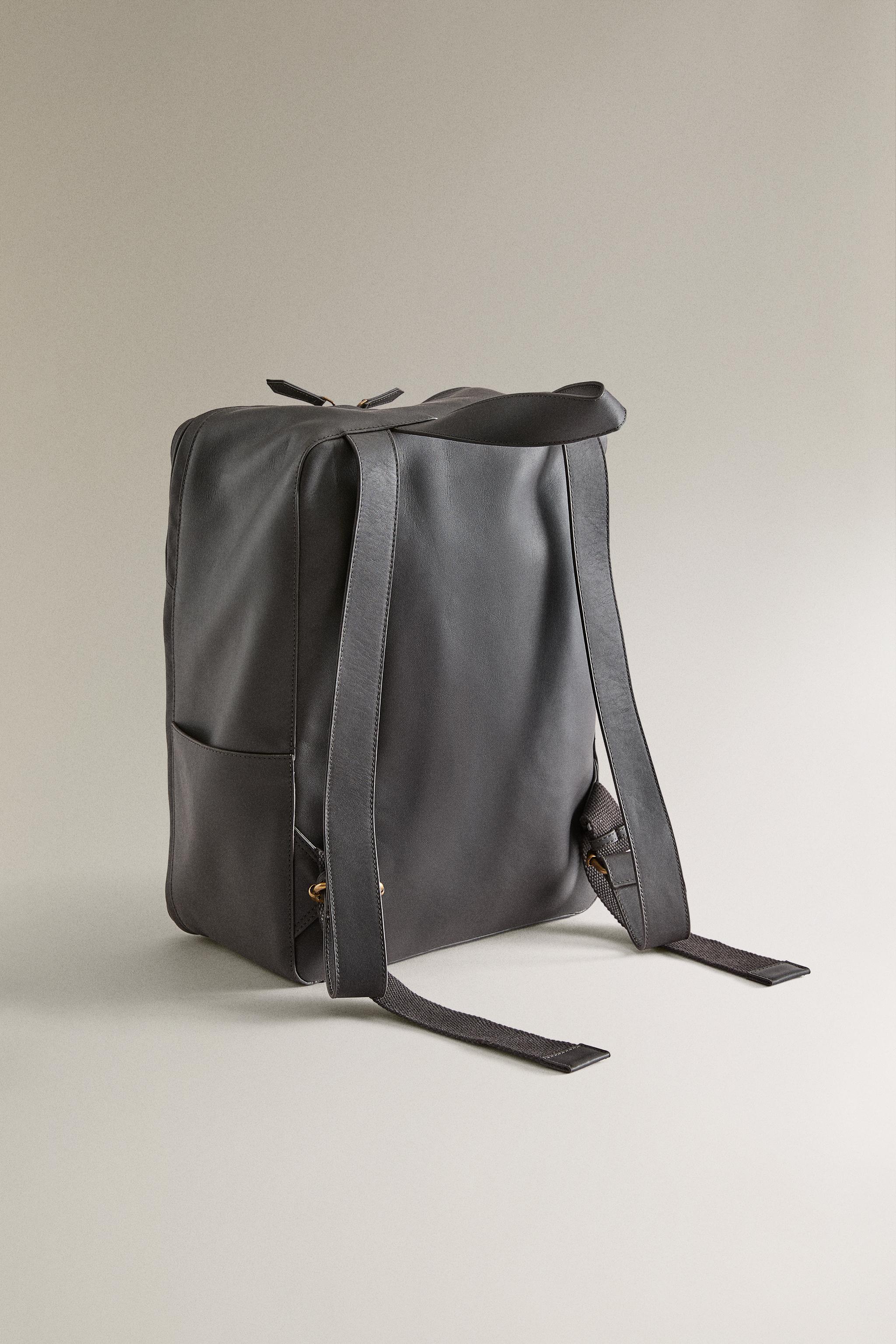 Zara genuine leather backpack LEATHER BACKPACK - Black | ZARA United States main image 2