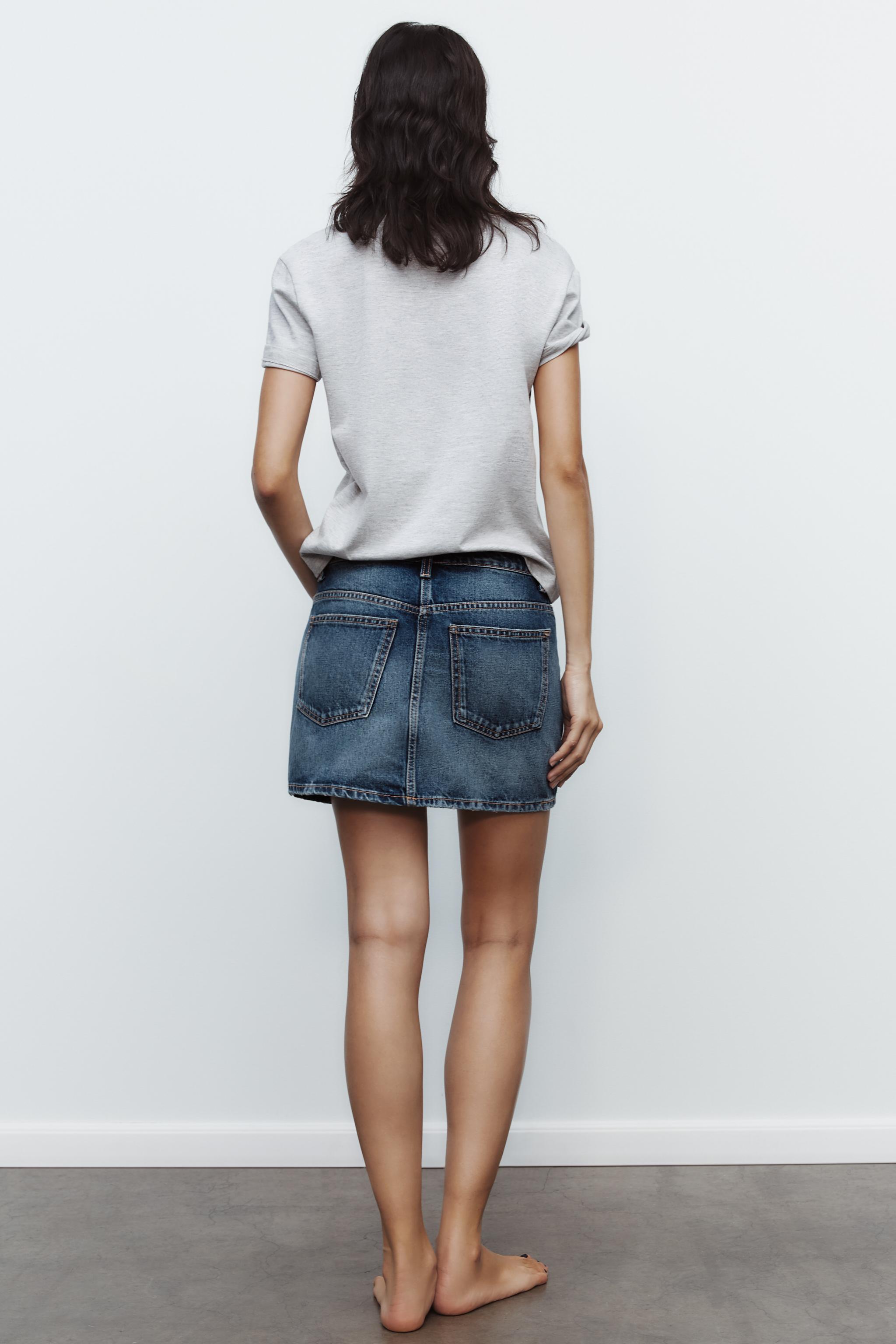 TRF CROSS-WAIST DENIM SKIRT - Dark indigo | ZARA United States TRF CROSS-WAIST DENIM SKIRT - Dark indigo | ZARA United States