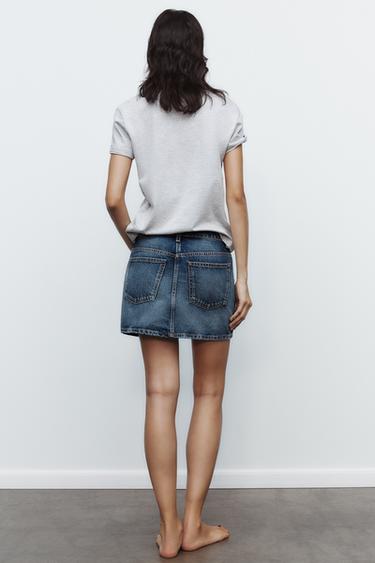 JUPE EN JEAN TRF TAILLE CROISÉE - Bleu marine de Zara - Image 3