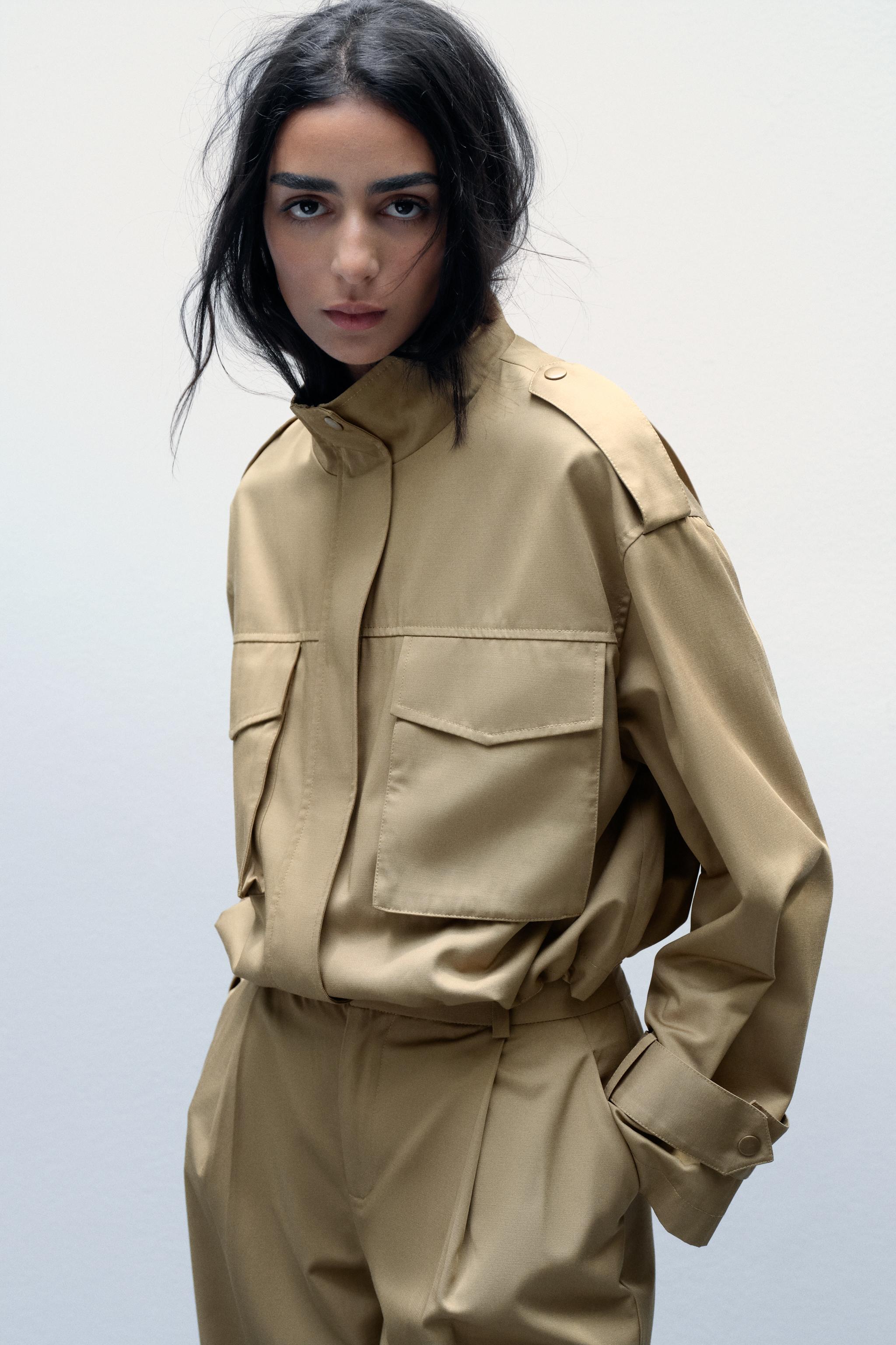 Zara Pocket Jacket Khaki Women