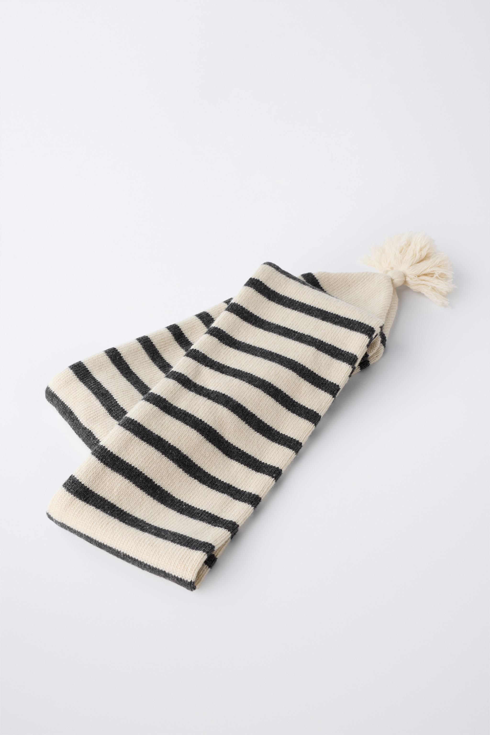 ÉCHARPE EN MAILLE À RAYURES AVEC LAINE