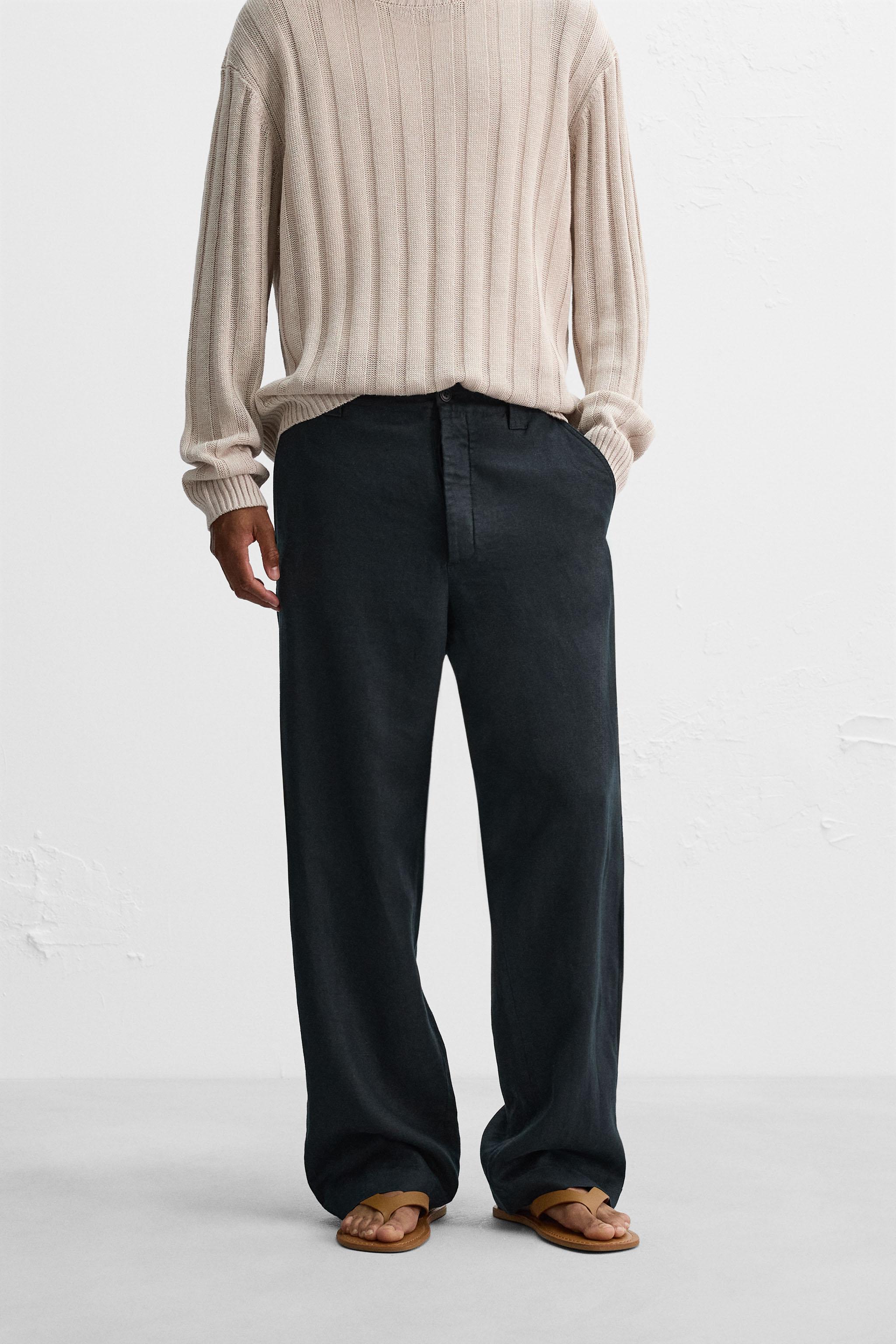 STRAIGHT FIT 100% LINEN PANTS